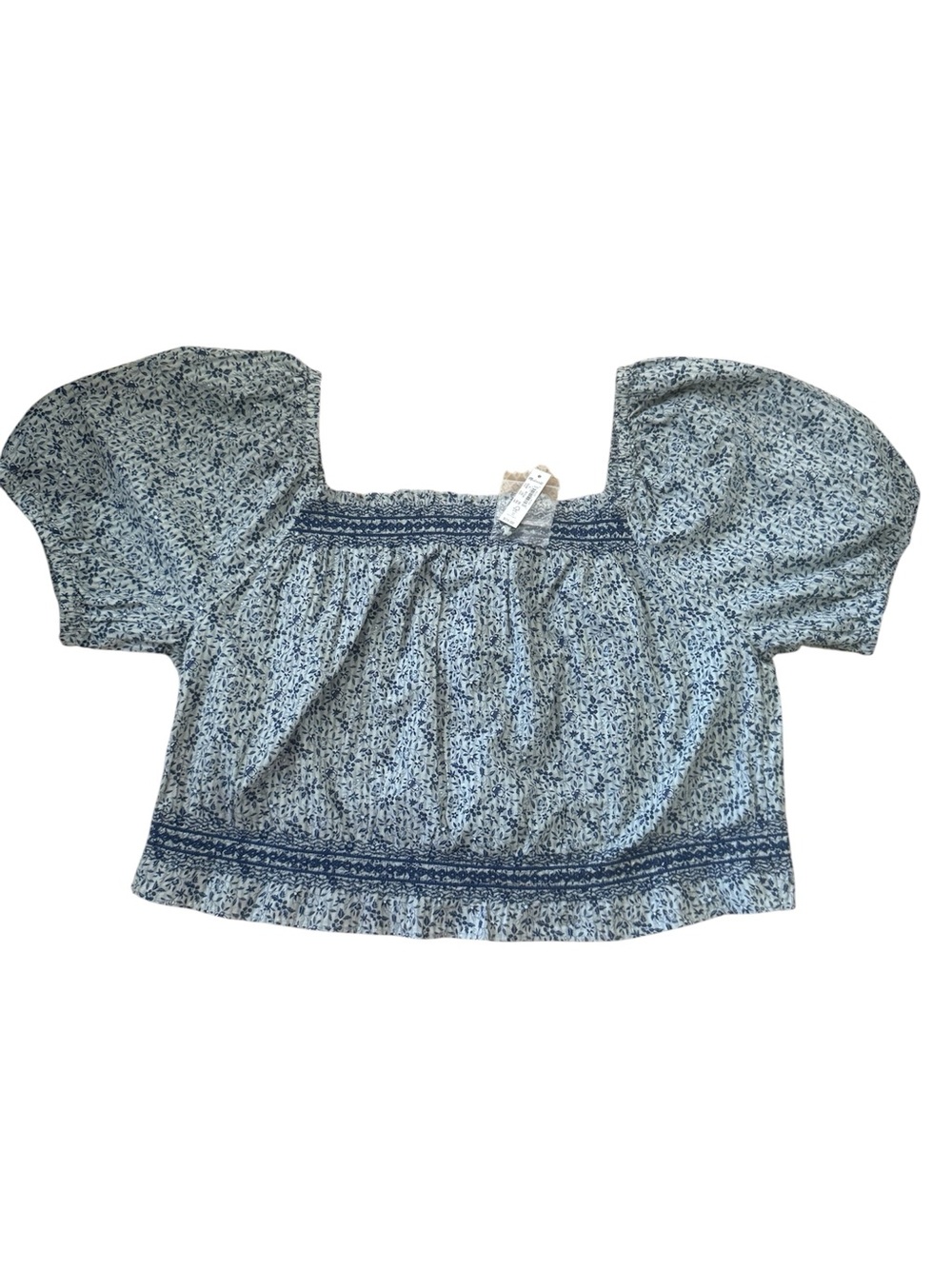 NWT Madewell Jeanette Crop Top Florentine Floral Blue Cotton Size 1X Ret. $75
